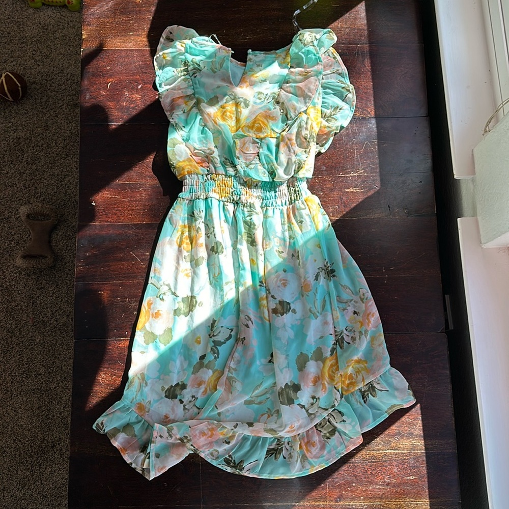 blue floral spring dress